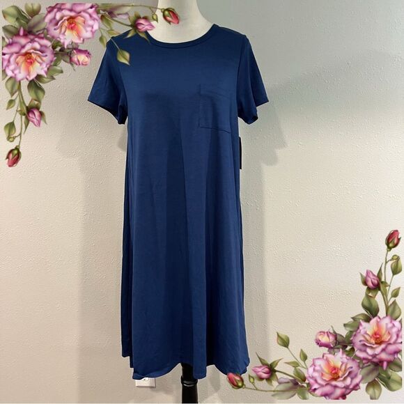 LuLaRoe Carly navy Women's short sleeve casual dress size medium - Picture 1 of 12